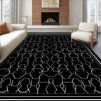 Black and White Geometric Hive Pattern Rug