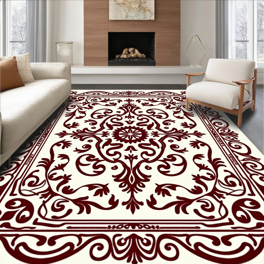 Classic Floral Bordered Square Design Rug