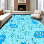 Blue Floral Vine Pattern Rug