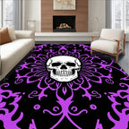 Purple Floral Skull Mandala Rug