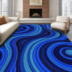 Vibrant Blue Swirl Line Pattern Rug