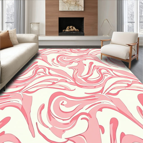 Abstract Pink Swirl Pattern Rug
