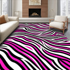 Bold Pink Black White Zebra Stripes Rug