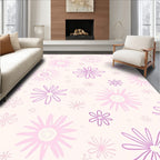 Whimsical Pink Flower Pattern Design Rug