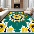 Bold Floral Sunburst Teal Rug