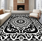 Monochromatic Floral Mandala Pattern Rug