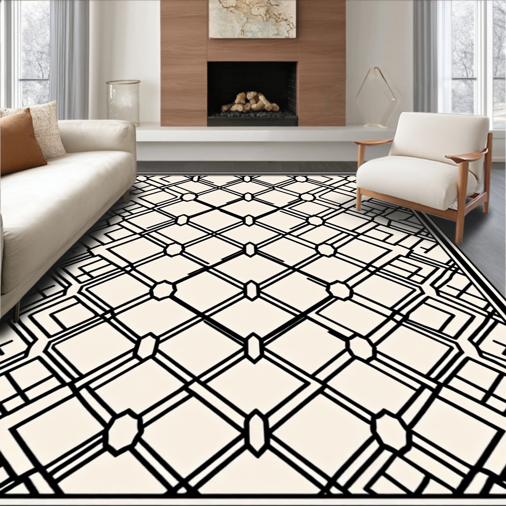 Bold Geometric Intersecting Lines Rug
