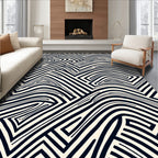 Monochrome Abstract Line Pattern Rug