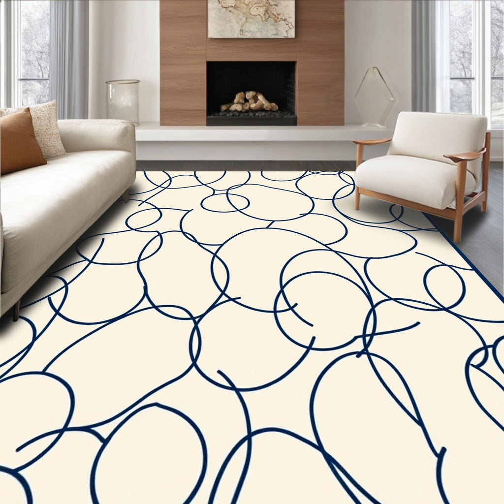 Abstract Hand-Drawn Organic Lines Rug