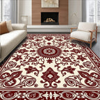 Intricate Floral Bordered Medallion Design Rug