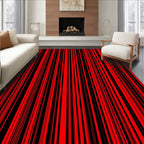 Bold Red Black Vertical Stripe Rug