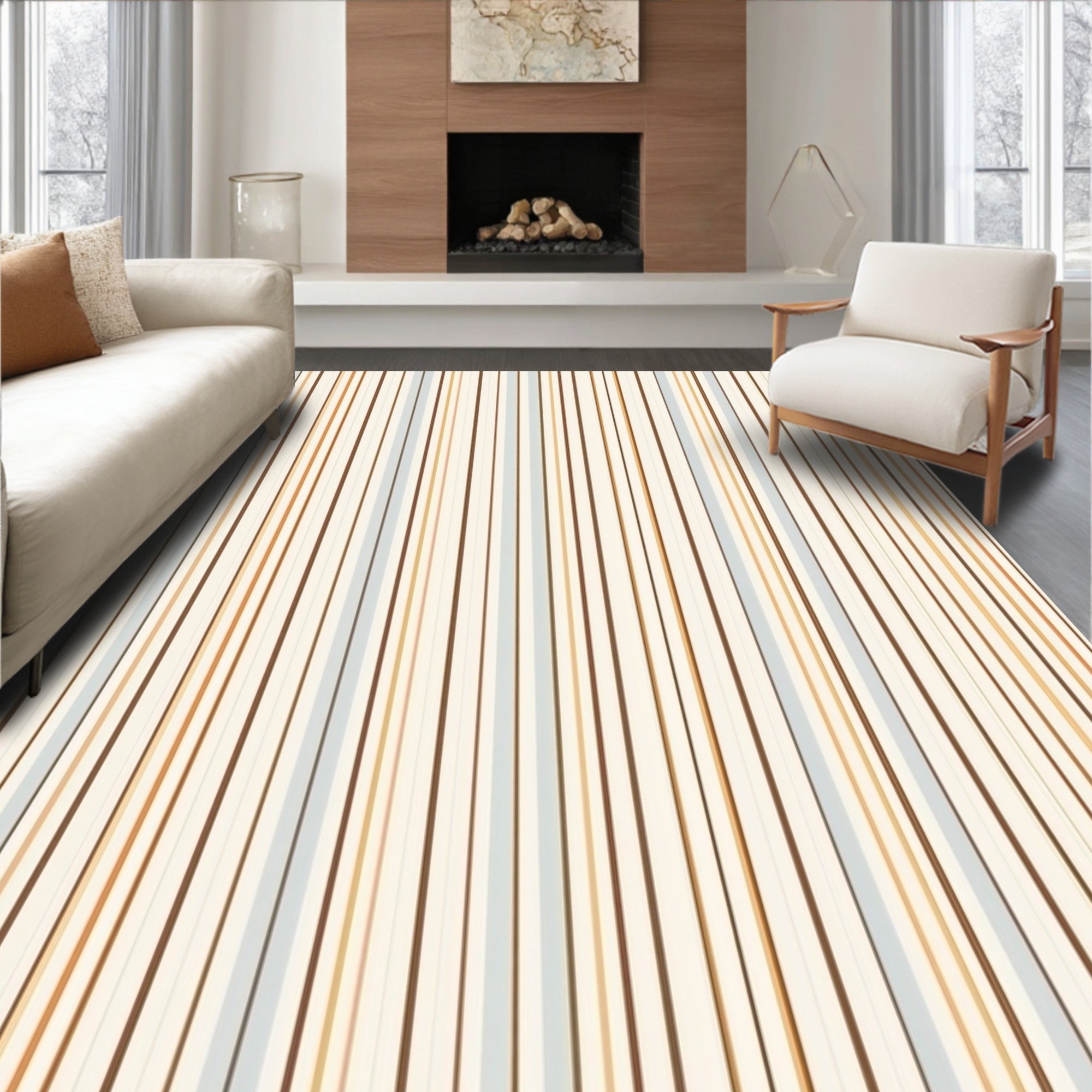 Vertical Striped Earth Tones Rug