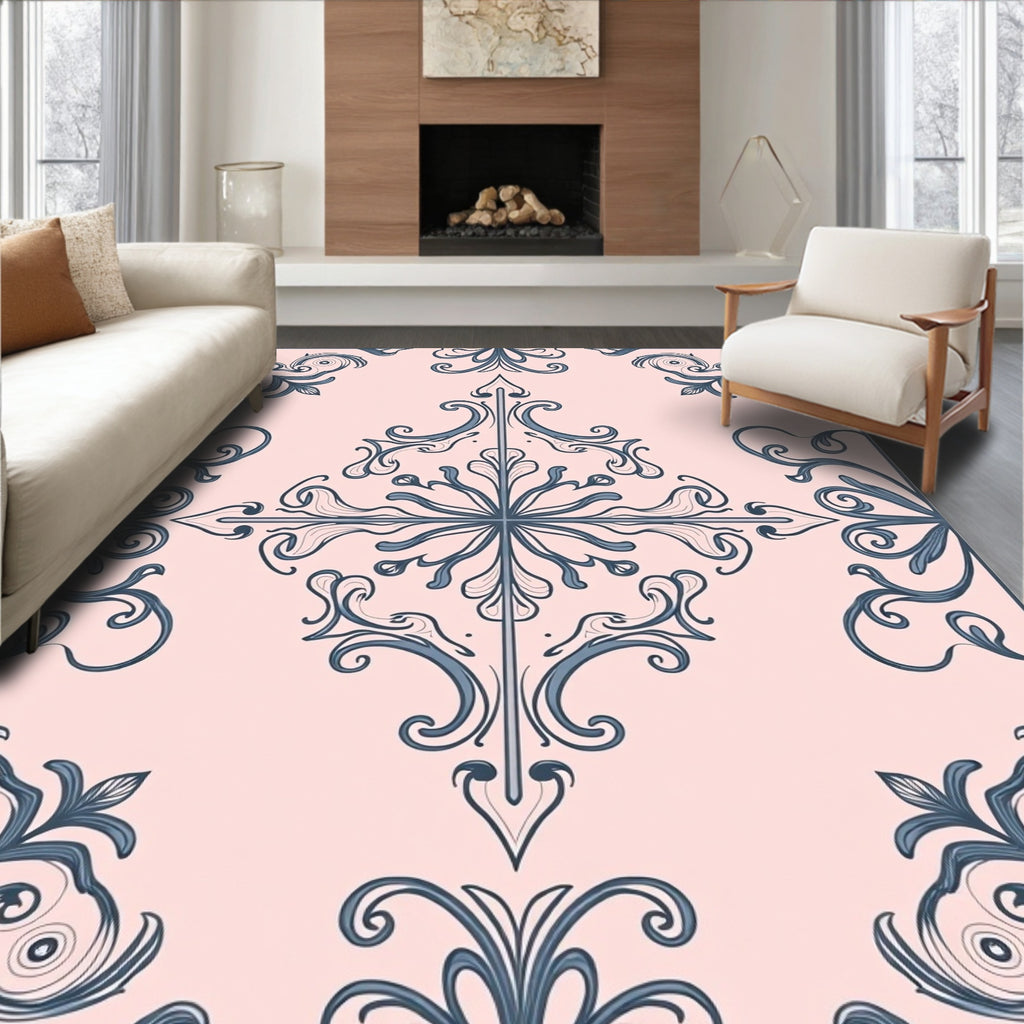 Delicate Floral Swirl Decorative Design Rug