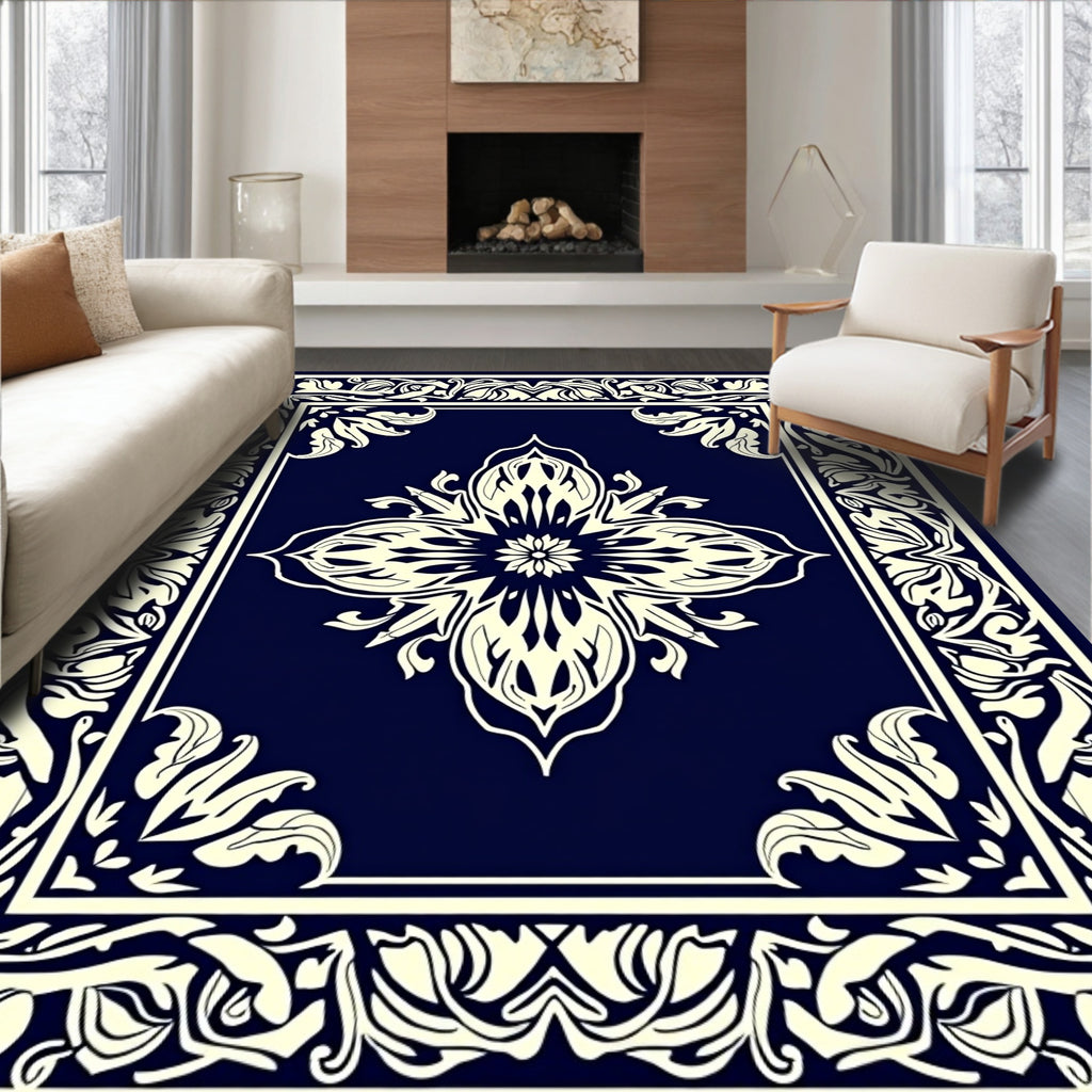 Ornate Floral Symmetry Design Rug