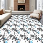 Abstract Gray Blue Swirl Pattern Rug