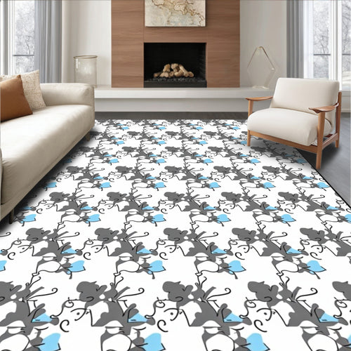 Abstract Gray Blue Swirl Pattern Rug