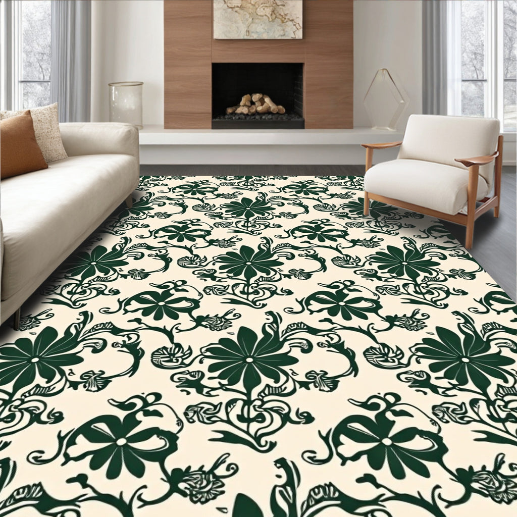 Ornate Floral Vine Pattern Rug