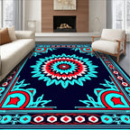 Bold Geometric Medallion With Border Rug