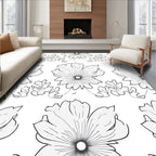 Floral Outline Sketch Pattern Rug