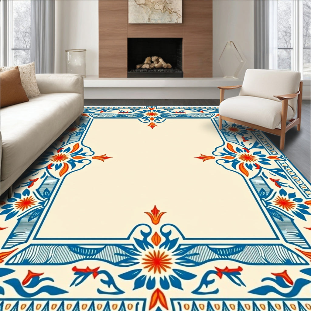 Classic Floral Border Design Rug