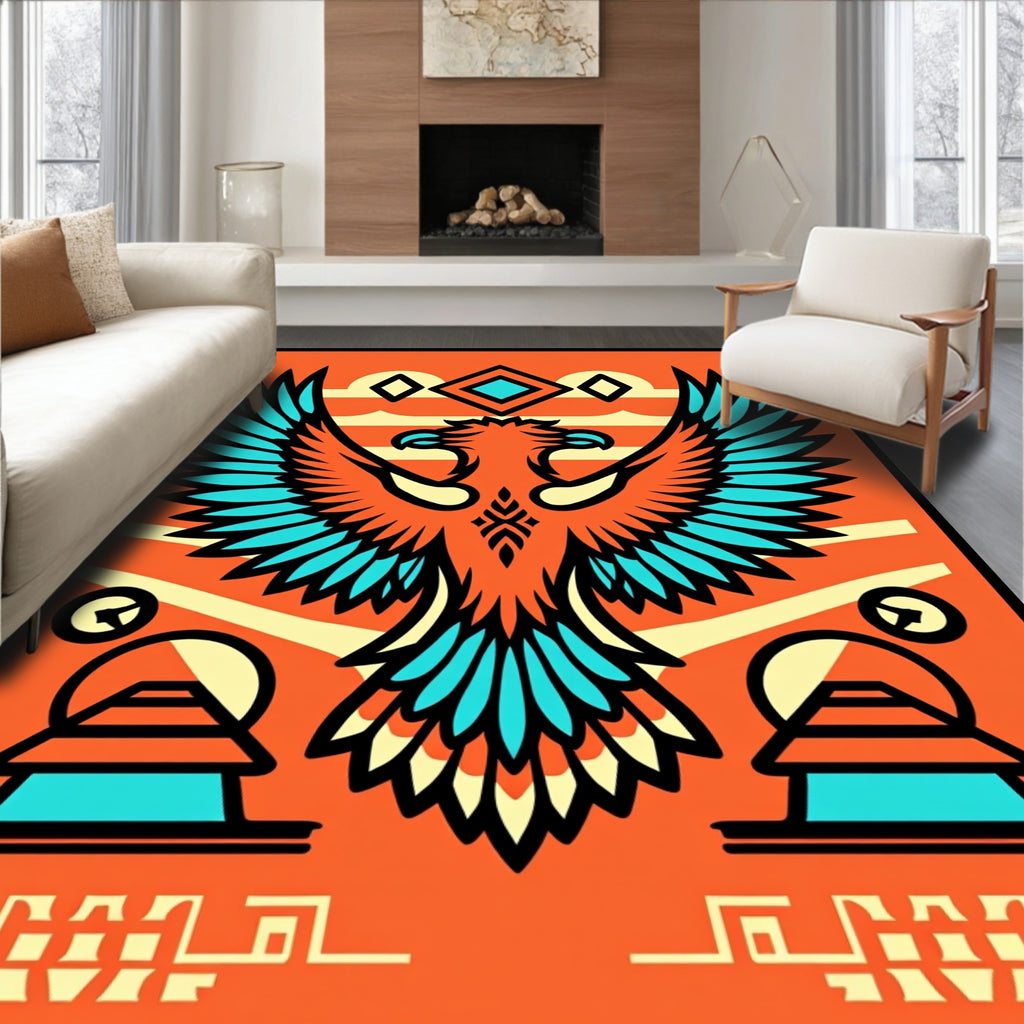Bold Eagle Geometric Pattern Design Rug