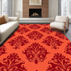 Red Damask Classic Pattern Rug