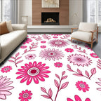 Bold Pink Floral Pattern Rug