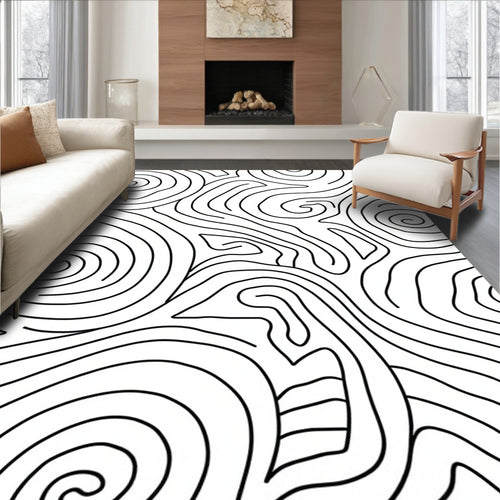Abstract Swirl Contour Pattern Rug
