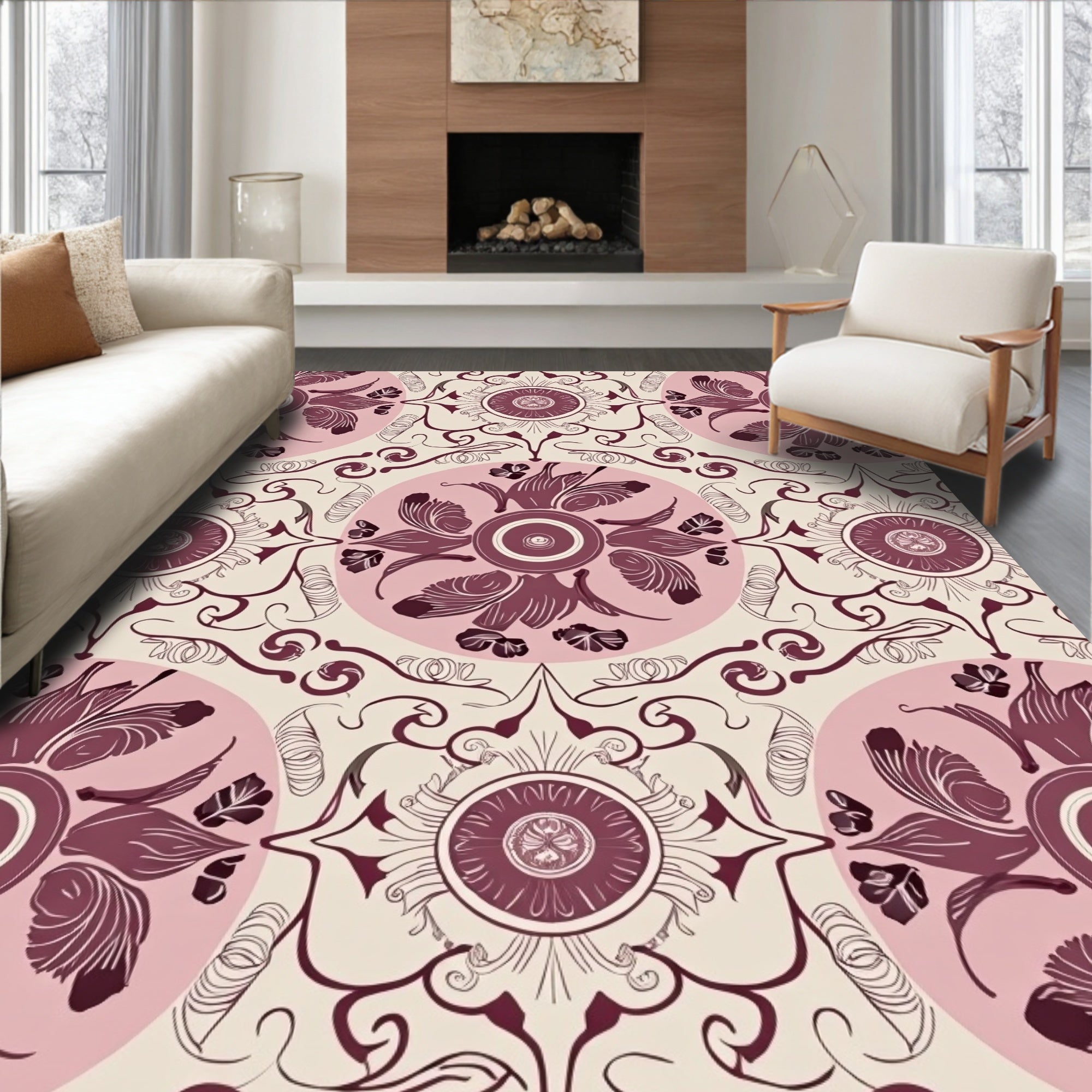 Artistic Floral Medallion Pattern Rug