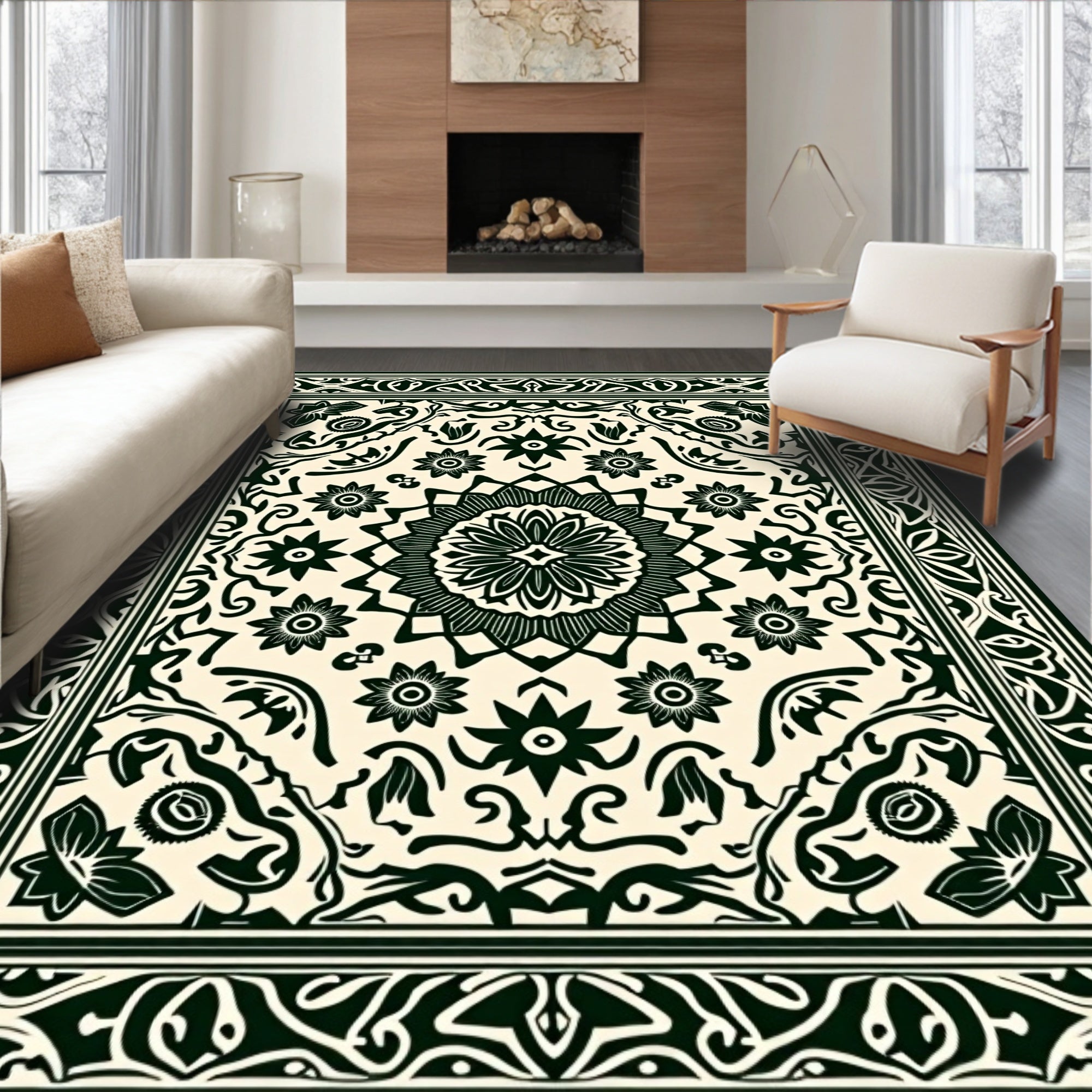 Ornate Floral Mandala Patterned Rug