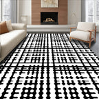 Bold Black and White Geometric Design Rug
