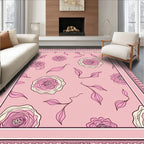 Rosy Pink Floral Sketch Meadow Rug