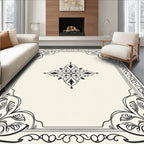 Elegant Floral Scrollwork Framed Design Rug