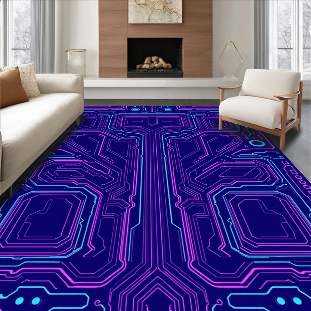 Digital Circuit Board Pattern Rug