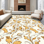 Organic Vine Golden Leaf Pattern Rug