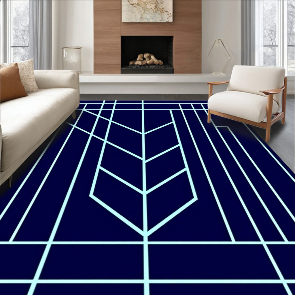 Art Deco Graphic Geometric Lines Rug