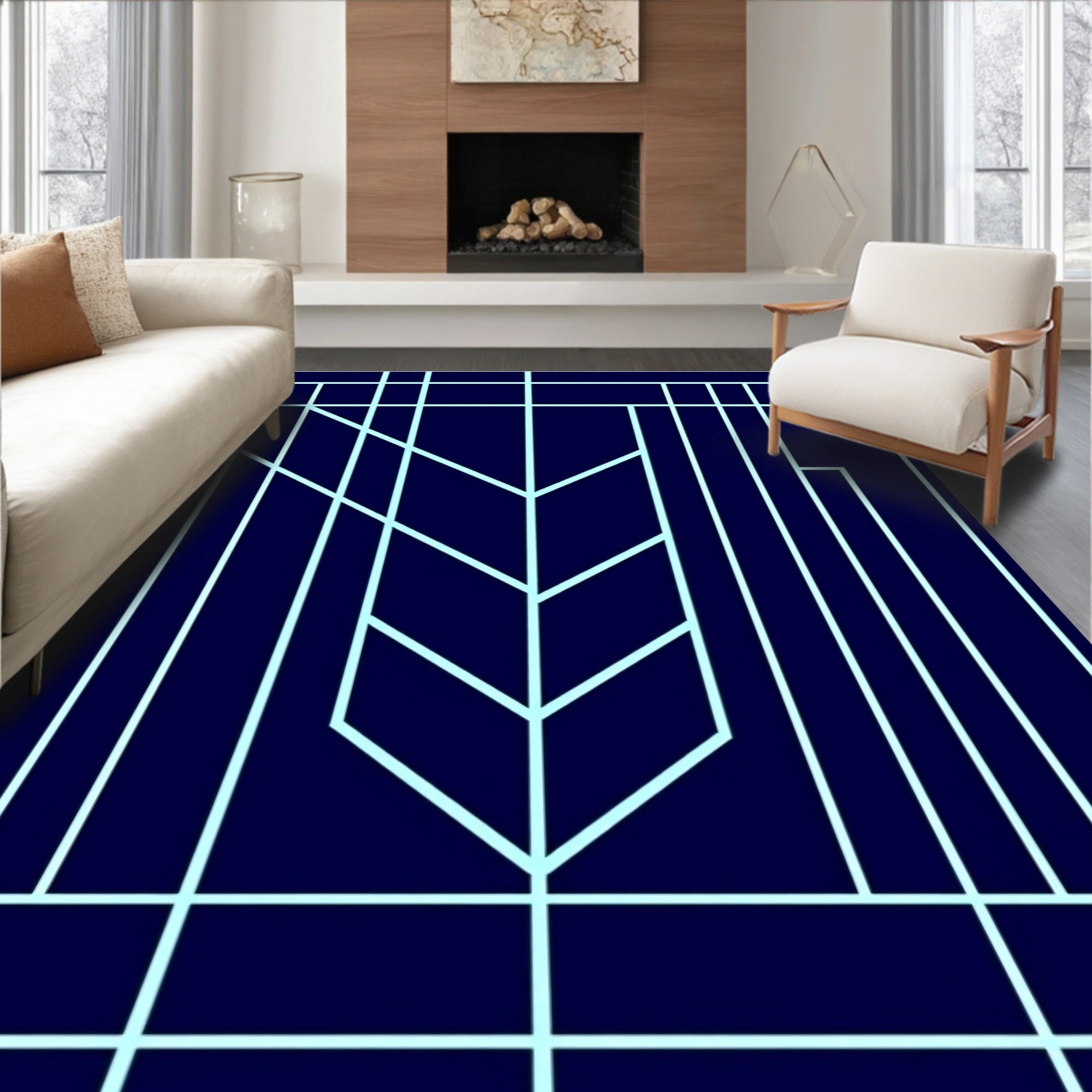 Art Deco Graphic Geometric Lines Rug