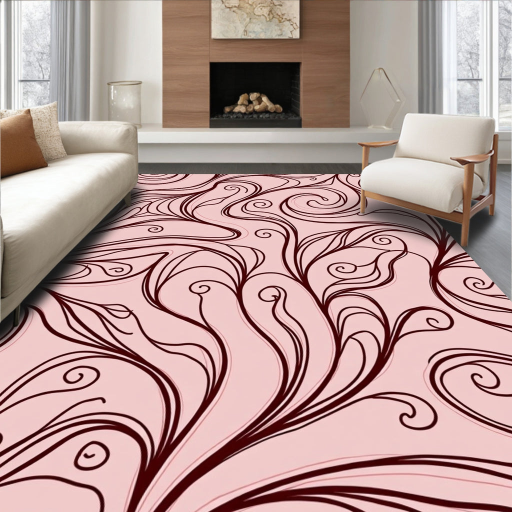 Swirling Vine Leaf Abstract Pattern Rug