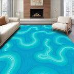 Blue Wavy Agate Inspired Pattern Rug