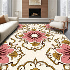 Pink Floral Damask Inspired Pattern Rug