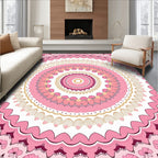 Pink Mandala Inspired Floral Design Rug