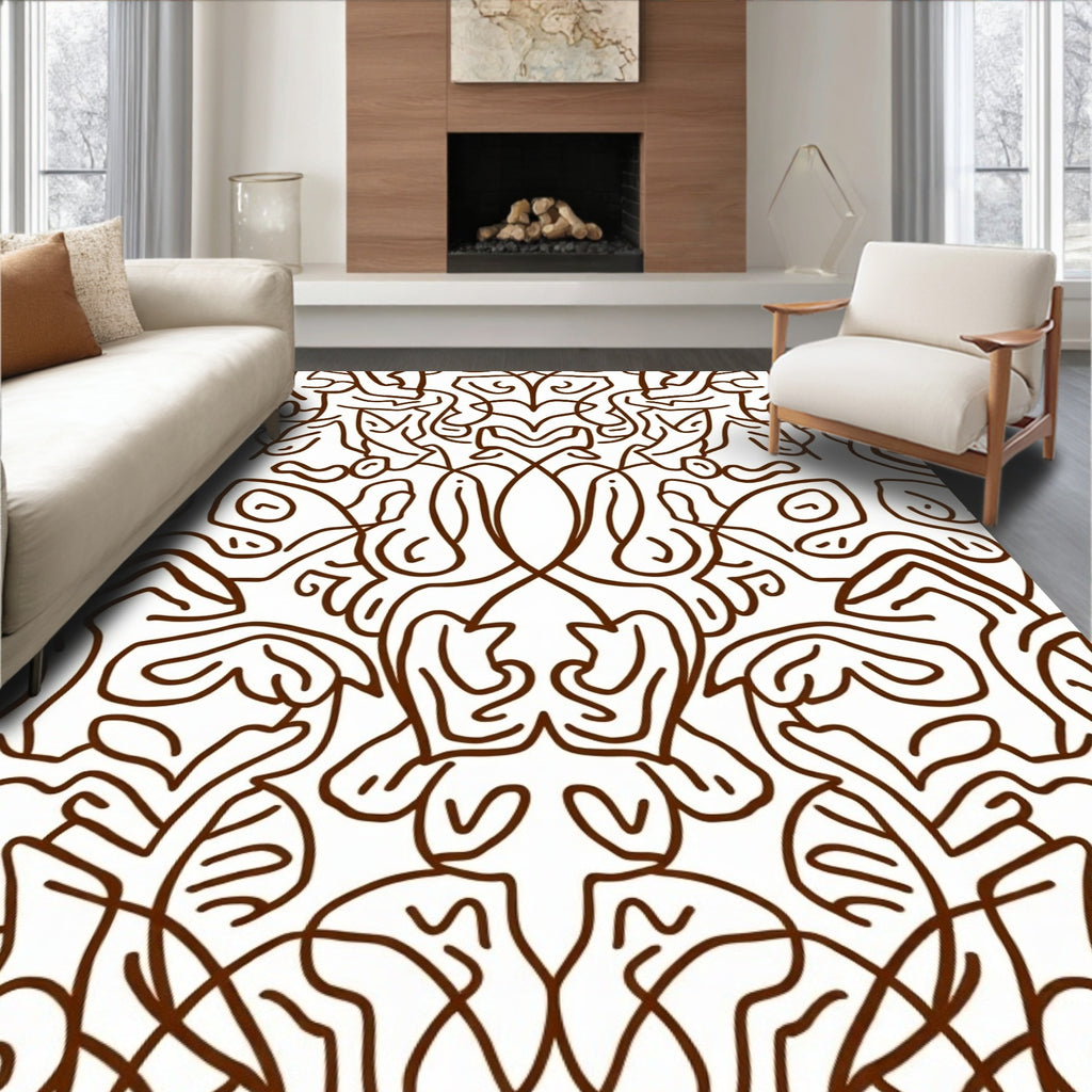 Abstract Organic Line Art Pattern Rug
