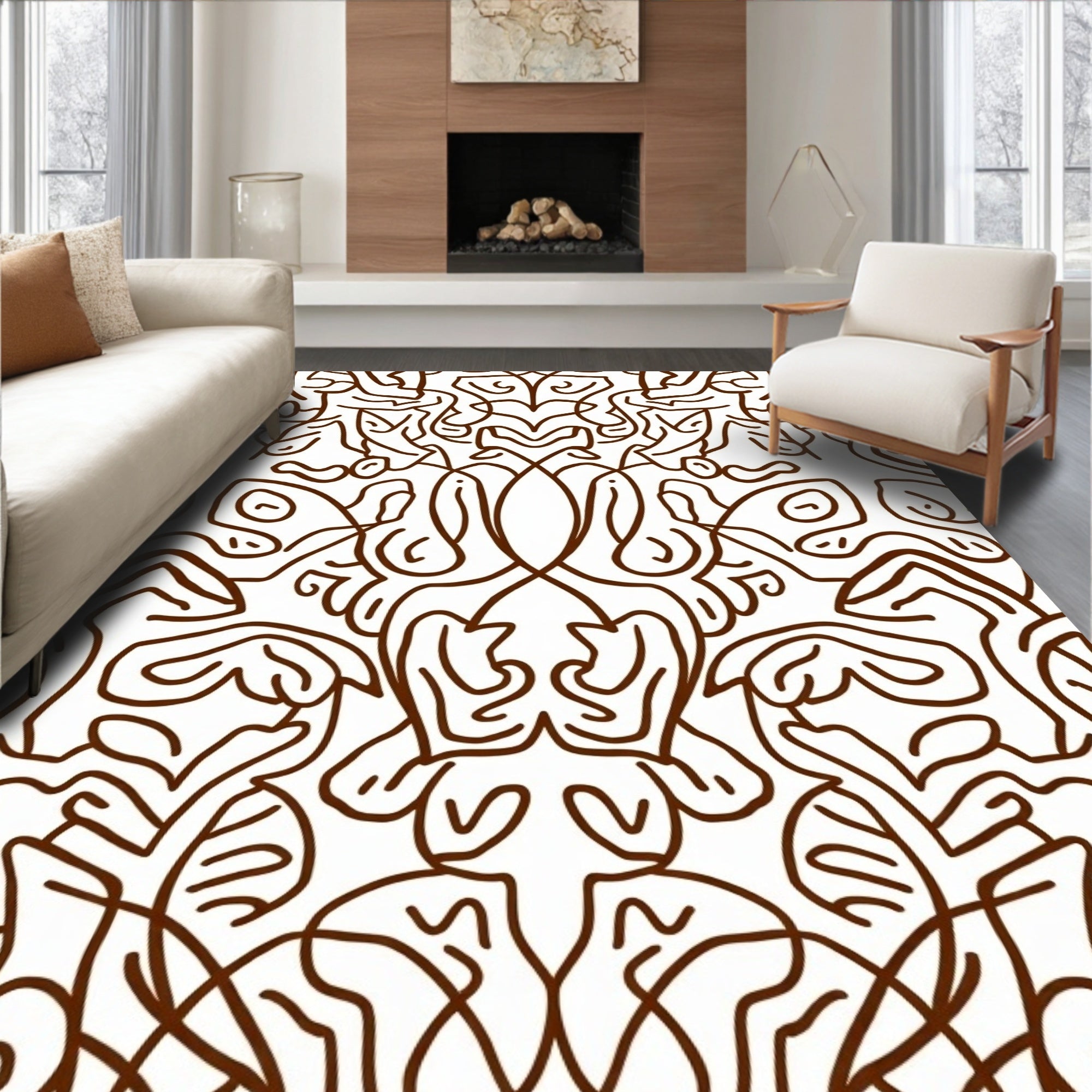 Abstract Organic Line Art Pattern Rug