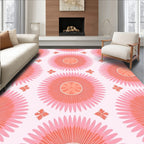 Retro Sunburst Floral Pattern Rug