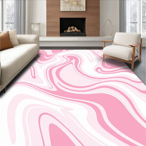 Abstract Pink Swirl Fluid Pattern Rug