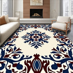 Classic Floral Medallion Indigo Rug