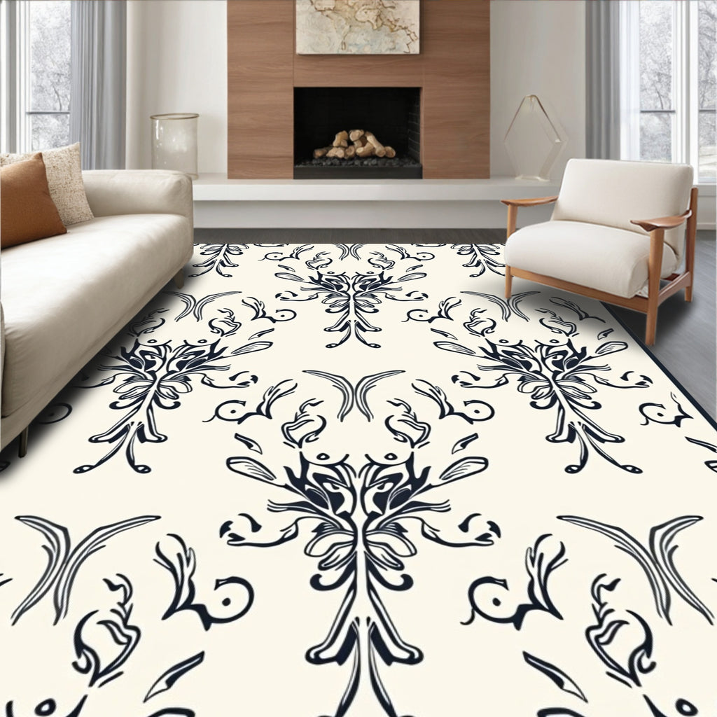 Classic Baroque Flourish Pattern Rug