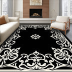 Ornate Floral Scrollwork Frame Design Rug
