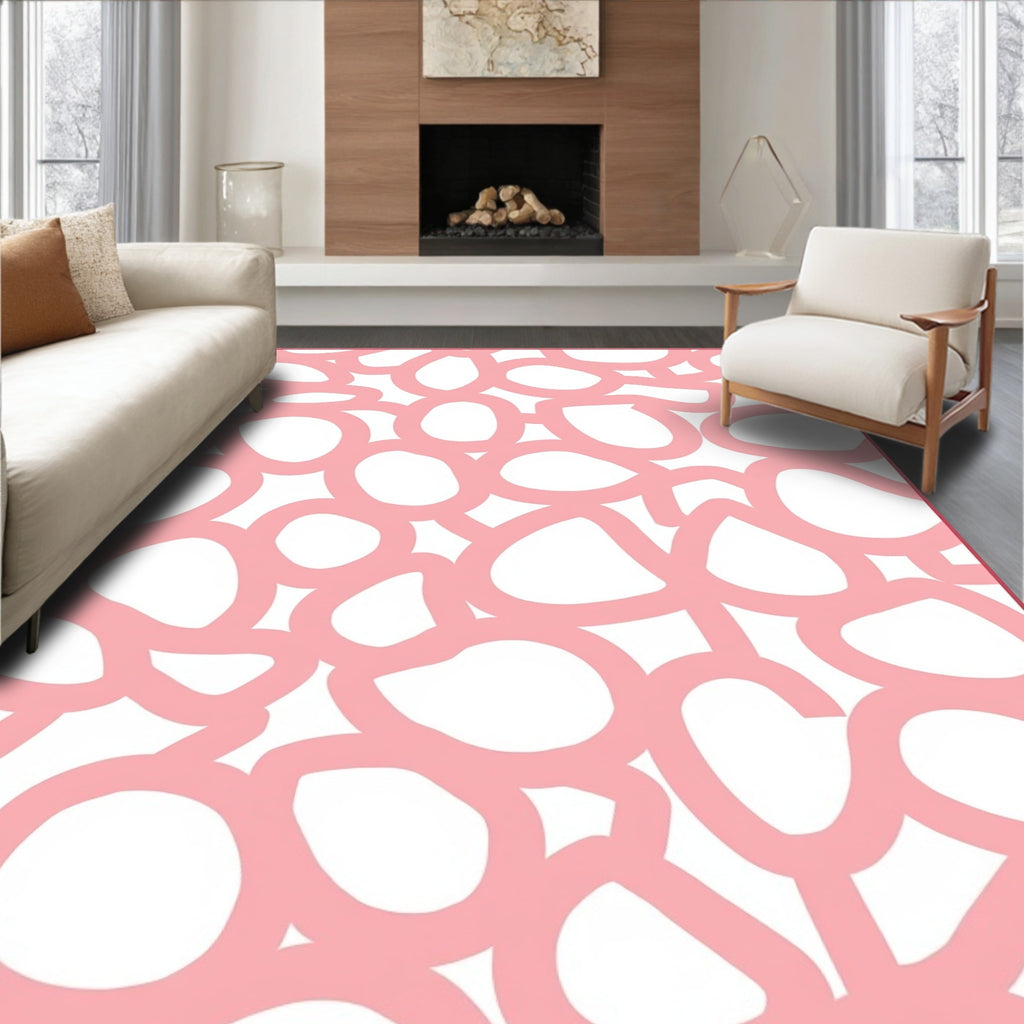 Pink Organic Abstract Shapes Rug