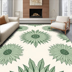Sage Green Floral Mandala Pattern Rug